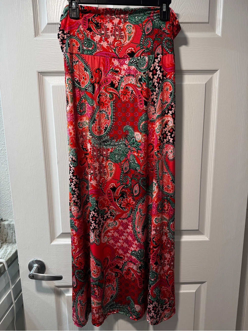 Azules Red Paisley Maxi Skirt